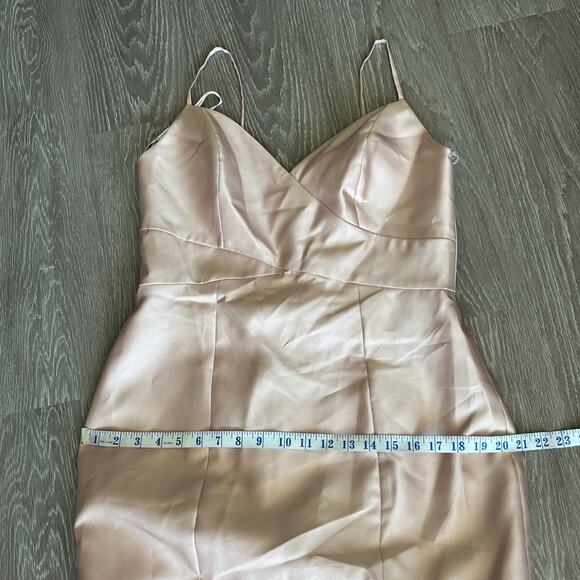 Alfred Sung Dress Size 14 Twill Trumpet Front Slit Cameo D758 - Picture 9 of 16